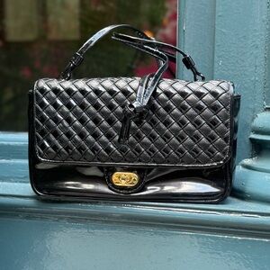 Jennifer Moore Black Quilted Shoulder Bag with Metallic Accents